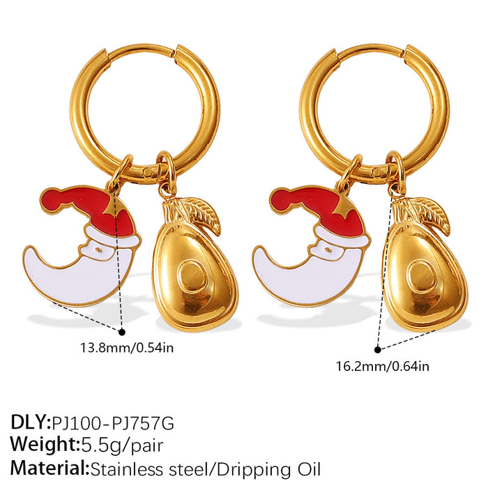 Wholesale Christmas Collection Gingerbread Man Pendant Earrings Stainless Steel