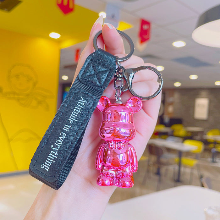Wholesale Electroplating  bear schoolbag pendant small gift keychain accessories car key chain net red envelope bag ornaments