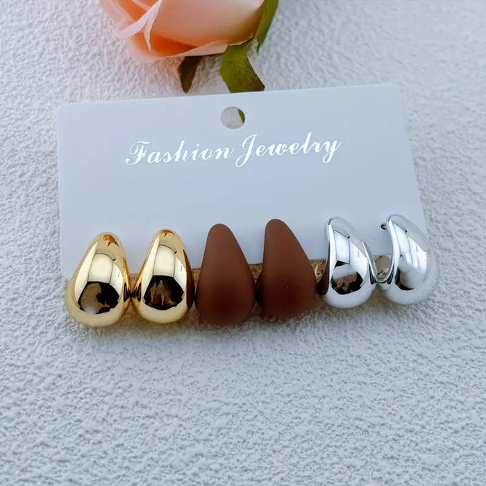 Wholesale Water droplet earring set macaron color niche high-end temperament ear accessory