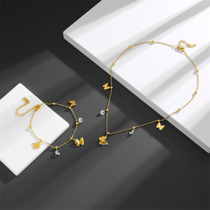 Wholesale  Titanium Steel 18K Gold Color Plated Butterfly Bracelet Women' s Ins Cold Style