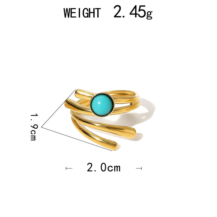 Wholesale Stainless Steel Gold Turquoise Adjustable Rings