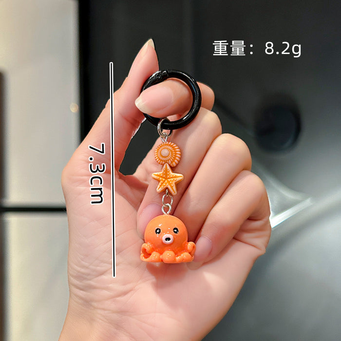 Wholesale Cute marine animal mobile phone lanyard resin keychain pendant car key decoration pendant