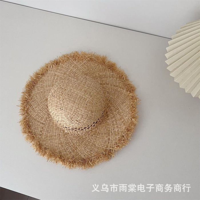 Wholesale Children's Straw Hat Large Eave Lafitte Broken Edge Breathable Sunshade Hat