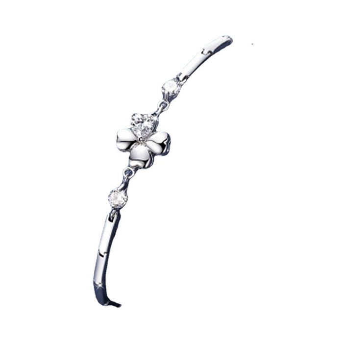 Wholesale New Diamond Set Clover Bracelet Silver Jewelry Simple Fashion Bracelet