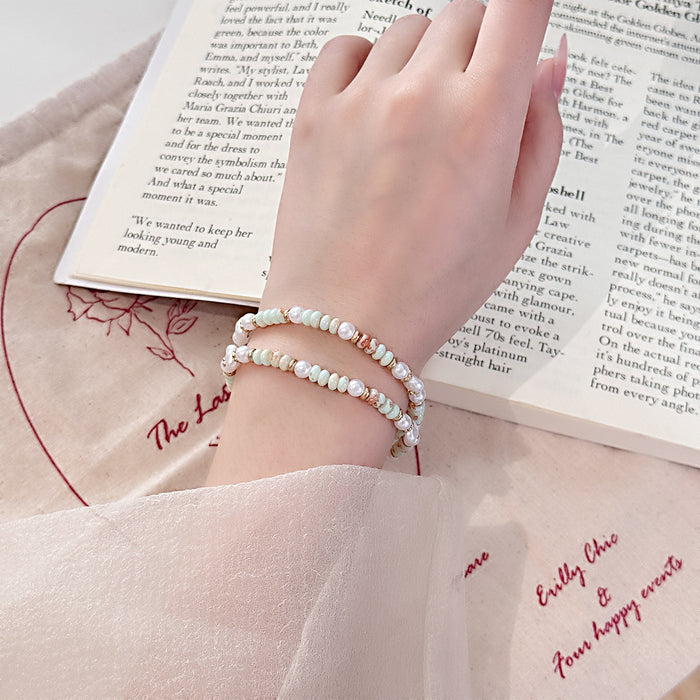 Wholesale Design Color Beaded Pearl Bracelet Double layered Retro, Light Luxury, High End, Stacked Handpiece Wholesale