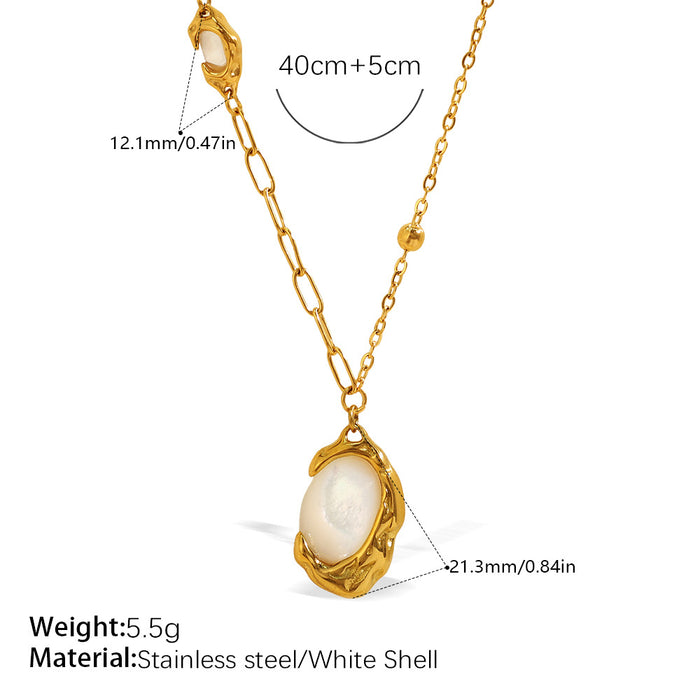 Wholesale Moon White Shell Pendant Necklace Stainless Steel