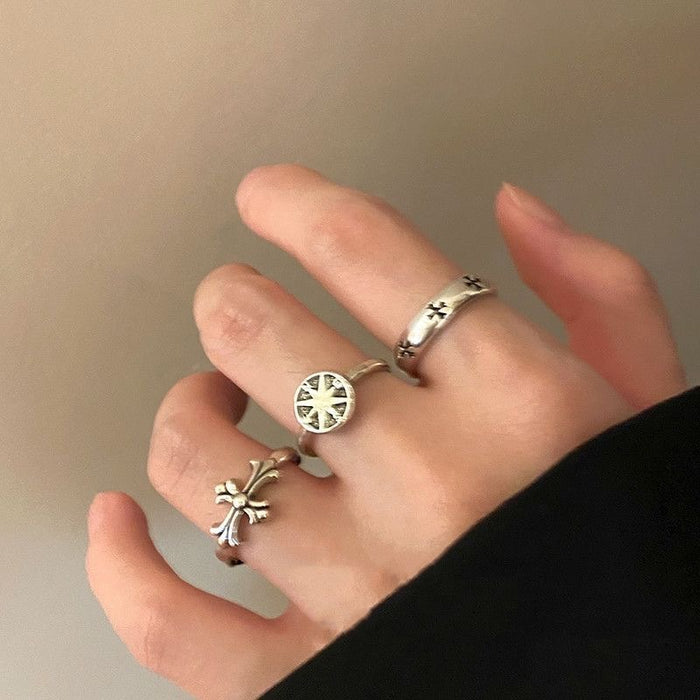 Wholesale Antique cross opening ring with niche design, simple, fashionable and personalized ring