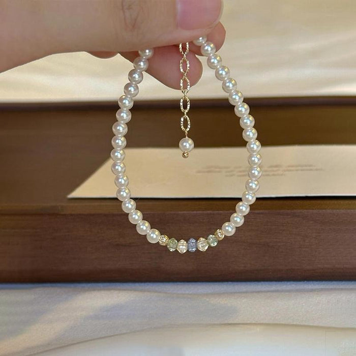 Wholesale Stacked Hand String Round Bead Zirconia Elastic Rope Versatile High Beauty Clavicle Chain