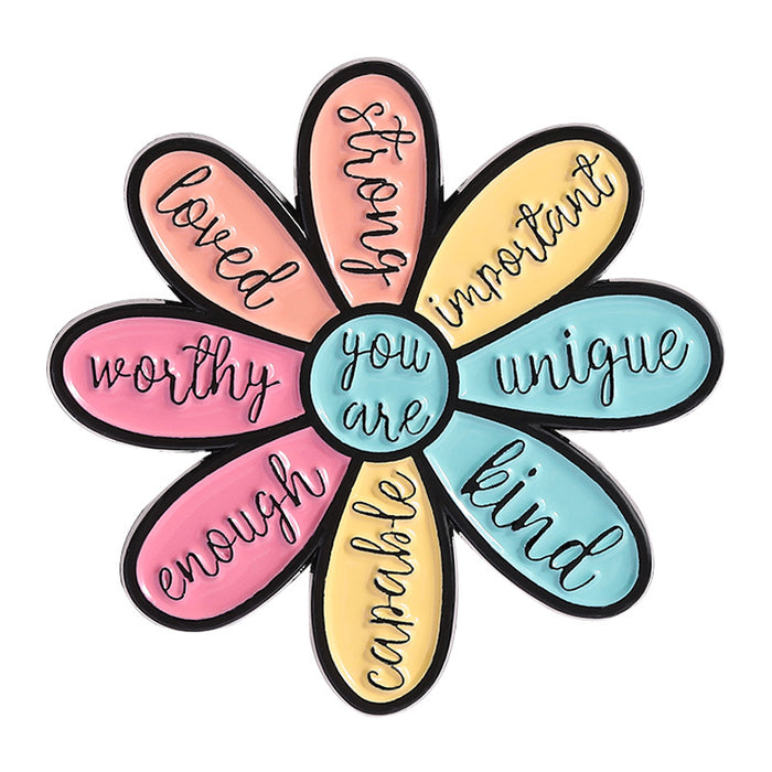 Wholesale Cartoon inspirational English quote brooch