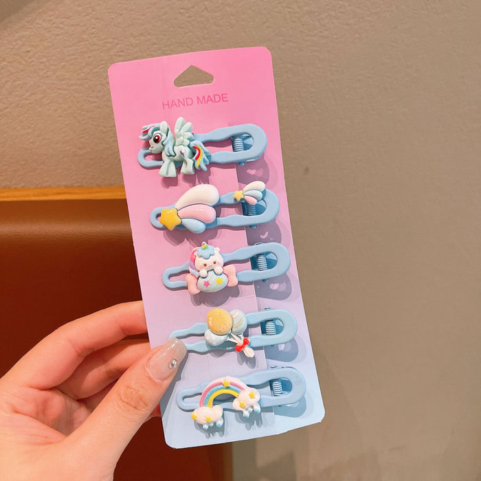 Wholesale New cartoon seamless alloy hair clip, children's hair clip without damaging hair, side clip, bangs clip