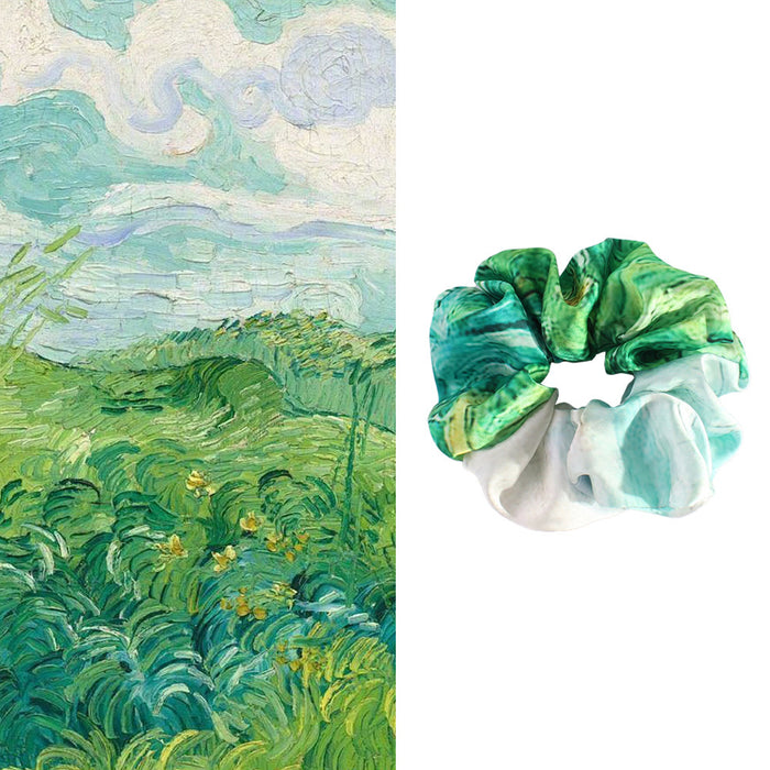 Wholesale Oil painting-inspired satin Hair Scrunchies