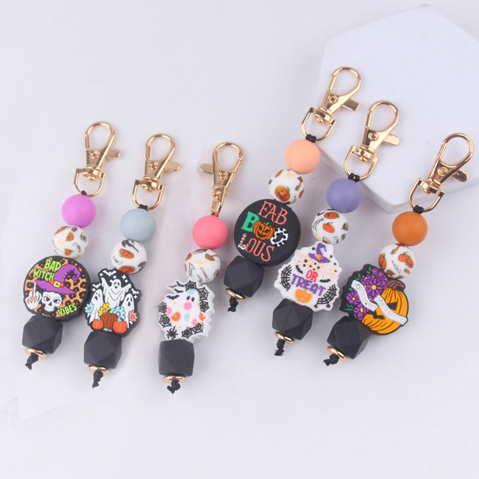 Wholesale Cartoon Halloween Silicone Bead Keychain JDC-KC-GuangTian040