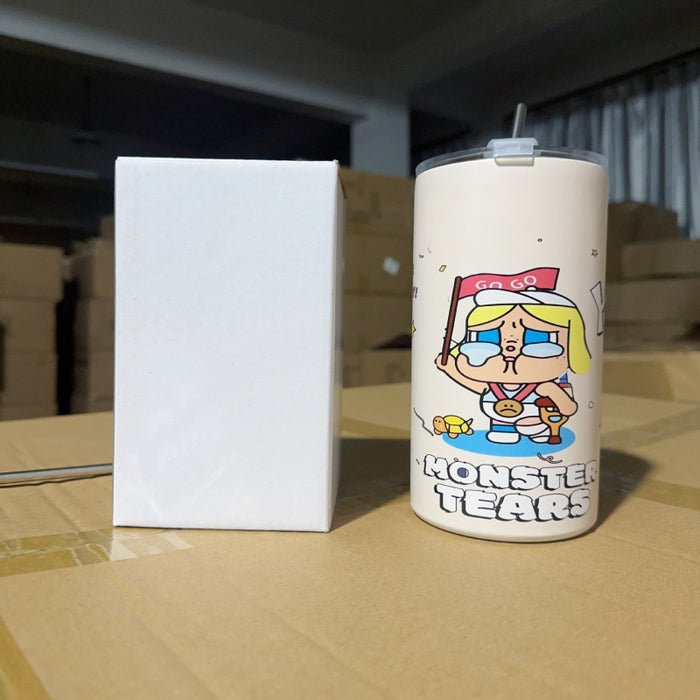 Wholesale stainless steel thermos cup printing cartoon high color value suction tube cup portable large capacity ice coffee cup