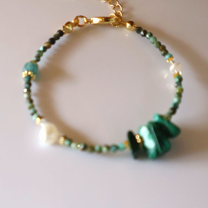 Wholesale Natural African Malachite Pearl Bracelet with High Quality Texture Handmade