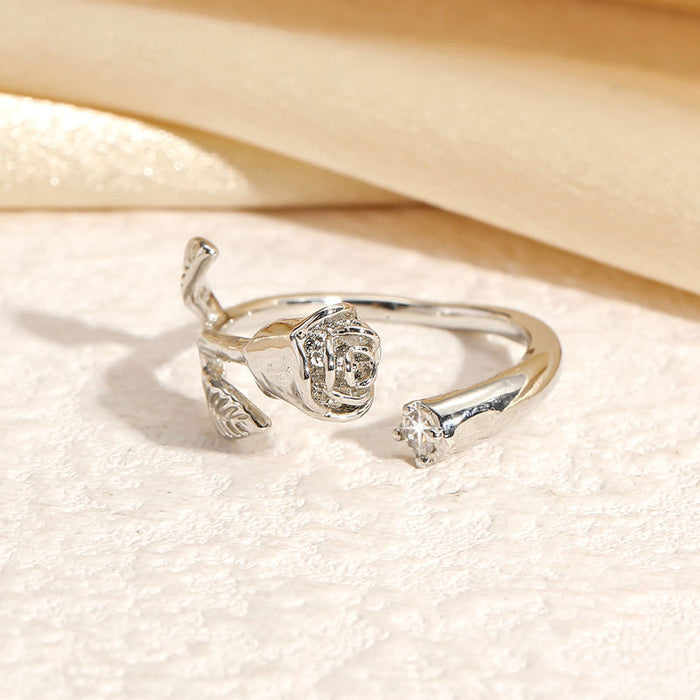 Wholesale Rose ring for women, sweet, fresh and personalized. Finger ring, simple and versatile. Handmade for women