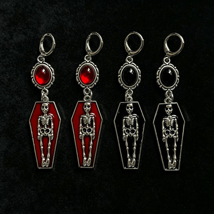 Wholesale Punk Gothic  Coffin Skull Earrings 304 Stainless Steel Electroplated Trendy Jewelry Accessory Boutique Resale