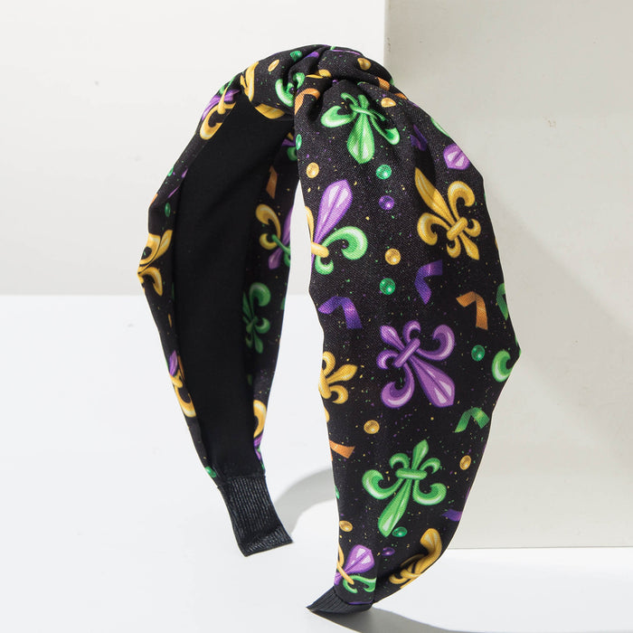 Wholesale Mardi Gras Colorful Print Knotted Headband