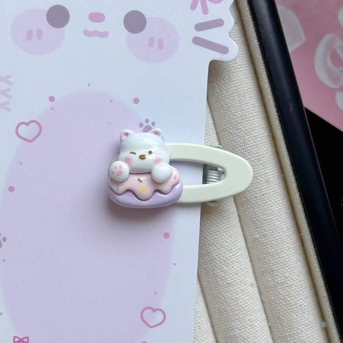 Wholesale White Bear Hair Clip Cartoon Pink Hollow New Style Girl's Side Bangs Hair Accessories