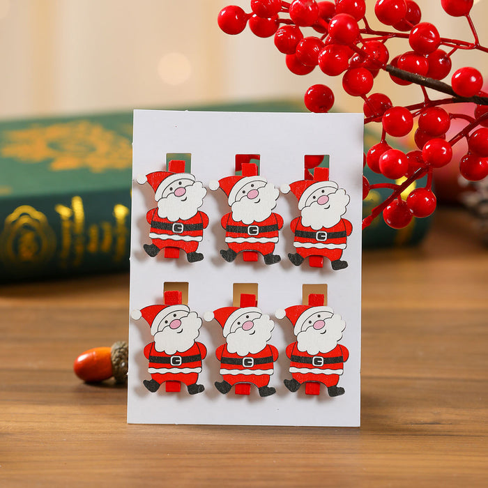 Wholesale Christmas wooden cartoon clip Christmas holiday decoration accessories home photo wall scene layout