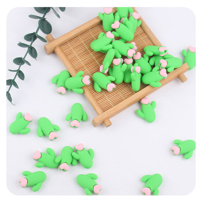 Wholesale Cartoon 3D Cactus Silicone Focal Beads JDC-BDS-GuangTian013