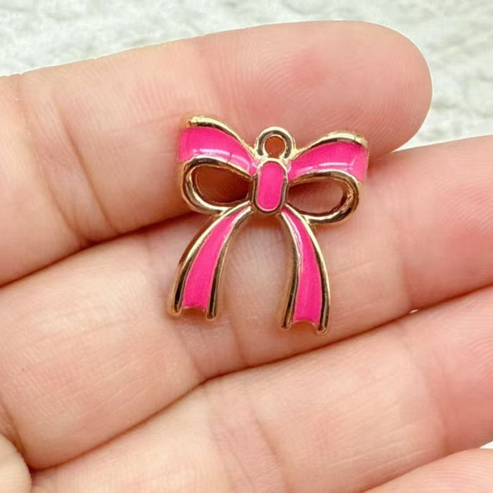 Wholesale 10pcs 3D Bow Tie DIY Alloy Enamel Accessories Keychain Necklace Pendantace Pendant