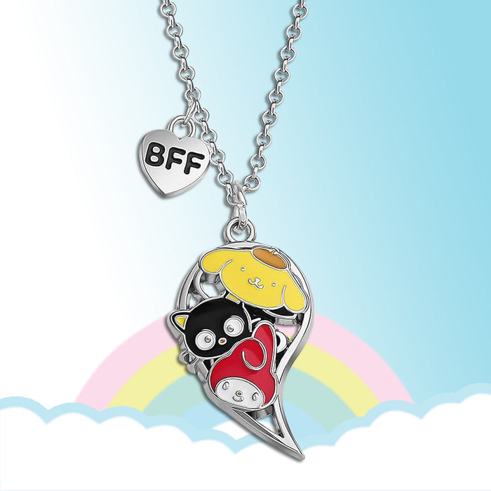 Wholesale Cartoon Cute Hello Kitt Necklace Hello Kitty A Pair of Heart-shaped Pendants BFF Good Friend Set Necklace JDC-NE-BS002