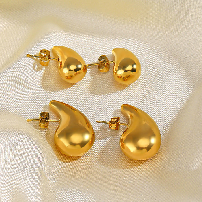 Wholesale Womens Stainless Steel teardrop Gold Plated Earrings