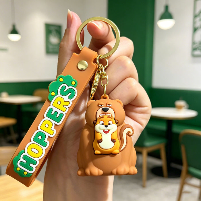 Wholesale Cartoon Beaver Transformation Keychain Silicone PVC Bag Charm Gift