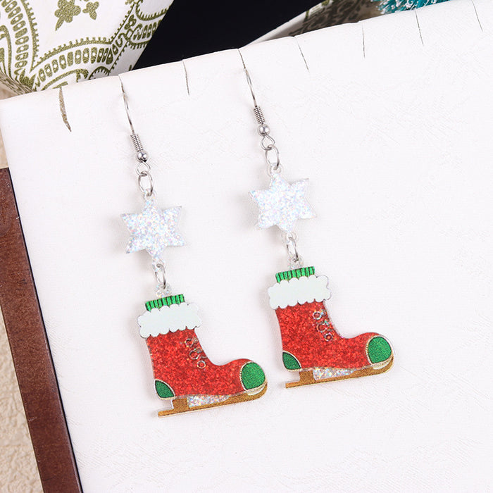 Wholesale Christmas earrings snowman Christmas tree snowflake acrylic earrings personality earrings ear jewelry