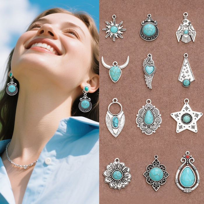 Wholesale 50pcs Turquoise Bohemian Ethnic Style Earrings