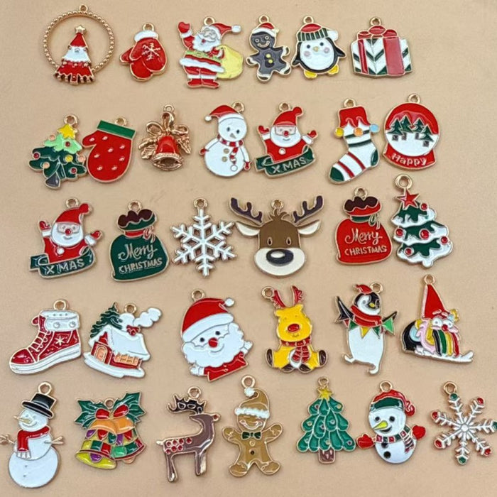 Wholesale 10pcs New oil-drip Christmas-themed alloy accessories  cartoon snowman  reindeer,   DIY pendant accessories