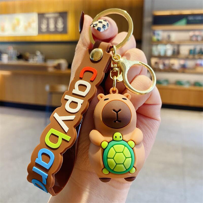 Wholesale Lovable Cabibala Keychain Cartoon Water Guinea Pig Doll Small Pendant Couple Key Chain School Bag Hanging Ornaments