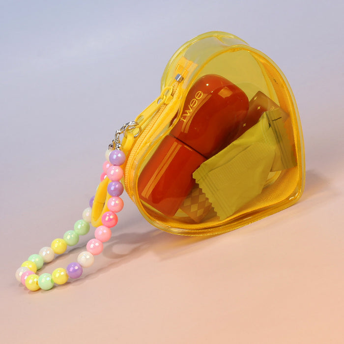 Wholesale PVC Transparent Heart Wings Coin Purse Waterproof Earphone Bag Stylish Girly Storage Pouch