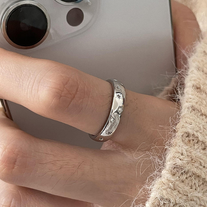 Wholesale Micro inlaid small diamond ring, star niche, high-end feeling, simple style, exquisite opening, adjustable ring, new product