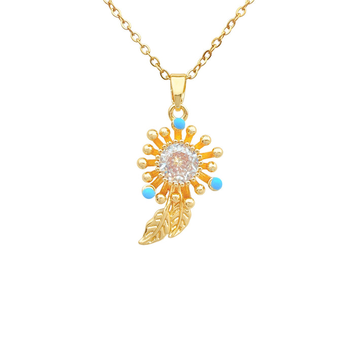 Wholesale Flower Butterfly Pendant Necklace Titanium Steel Gold Plated Jewelry Accessory