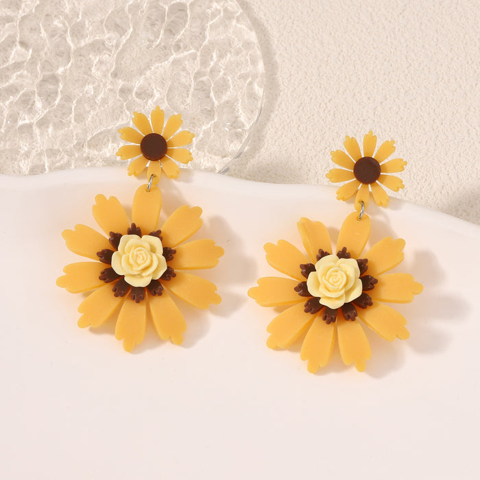 Wholesale opening season sunflower all-match fashion casual earrings earrings