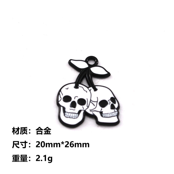 Wholesale 10pcs  Funny Skull Pumpkin Cartoon Accessories Alloy Oil Dropping Pendant Earrings Keychain