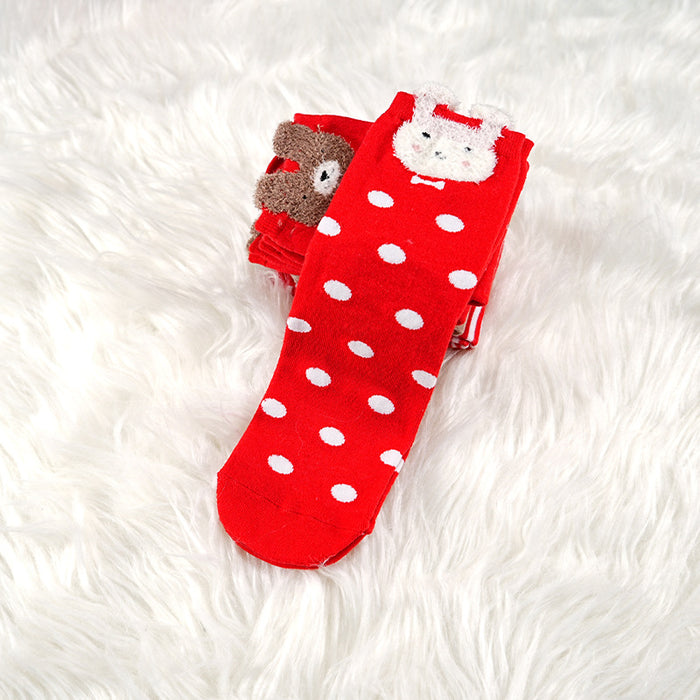 Wholesale  Christmas socks Red Bear socks women' s mid-calf length socks cute autumn and winter cartoon Christmas socks