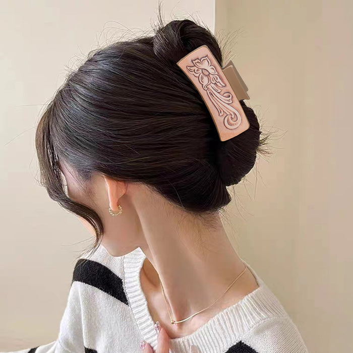 Wholesale West Denim Style Leather Hairpin Cactus Clamp Women Shark Clip