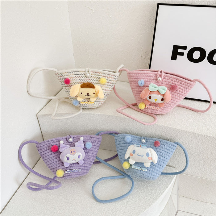 Wholesale Pearl Bag  Decorative Cotton Rope Woven Children' s Bag Crossbody Bag Lina  Cloud Bag