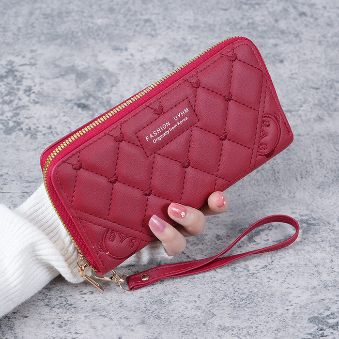 Wholesale Embroidery Long Wallet for Women PU Leather Zip Around Multifunctional Wallet Fashion Accessory Gift