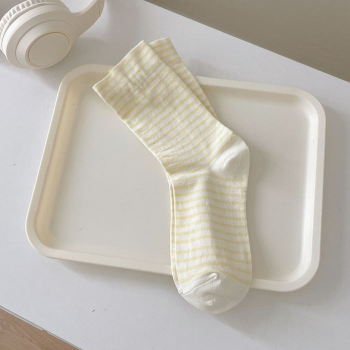 Wholesale Striped socks, mid tube socks, thin and minimalist long socks