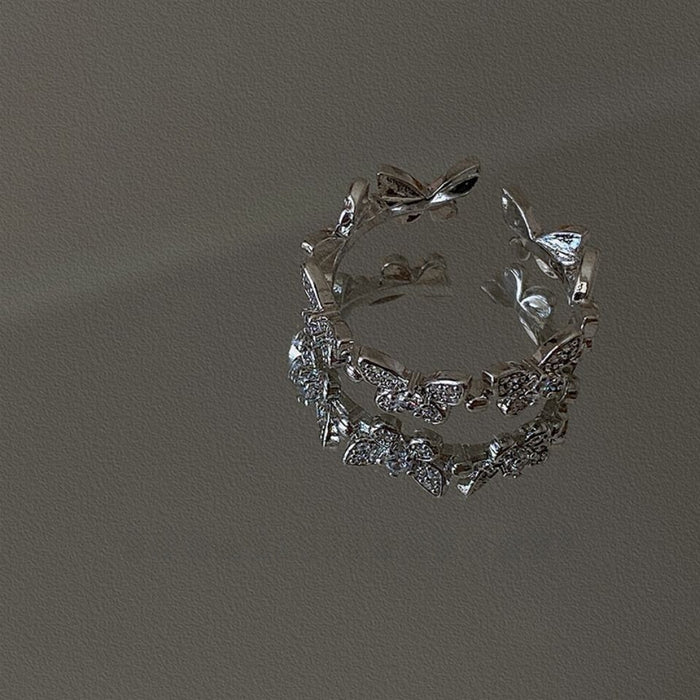 Wholesale Small niche design, high-end liquid butterfly opening ring, personalized index finger ring