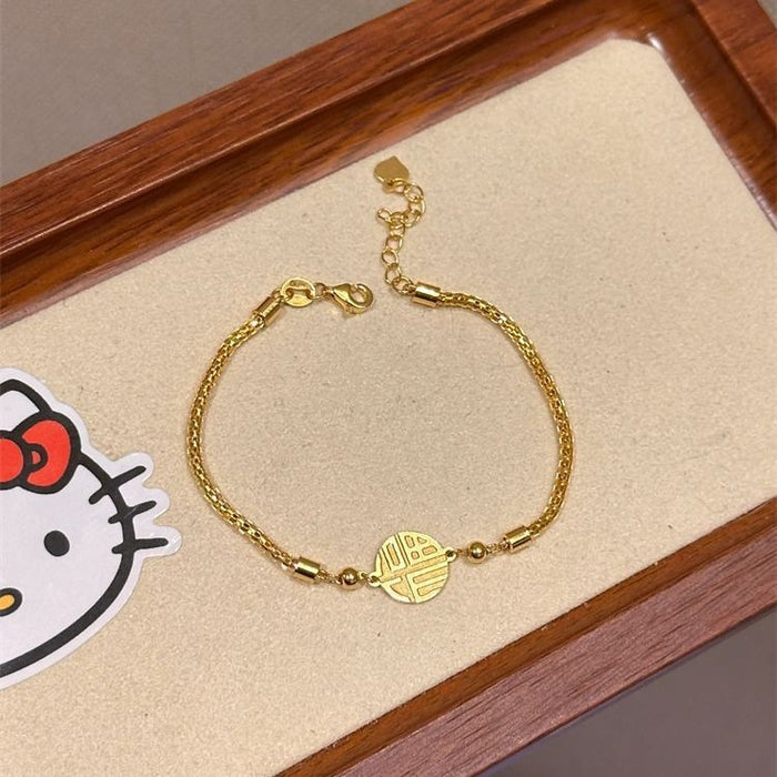 Wholesale Bracelet gold, light luxury, high-end temperament, wealth attracting jewelry, versatile hang tag jewelry