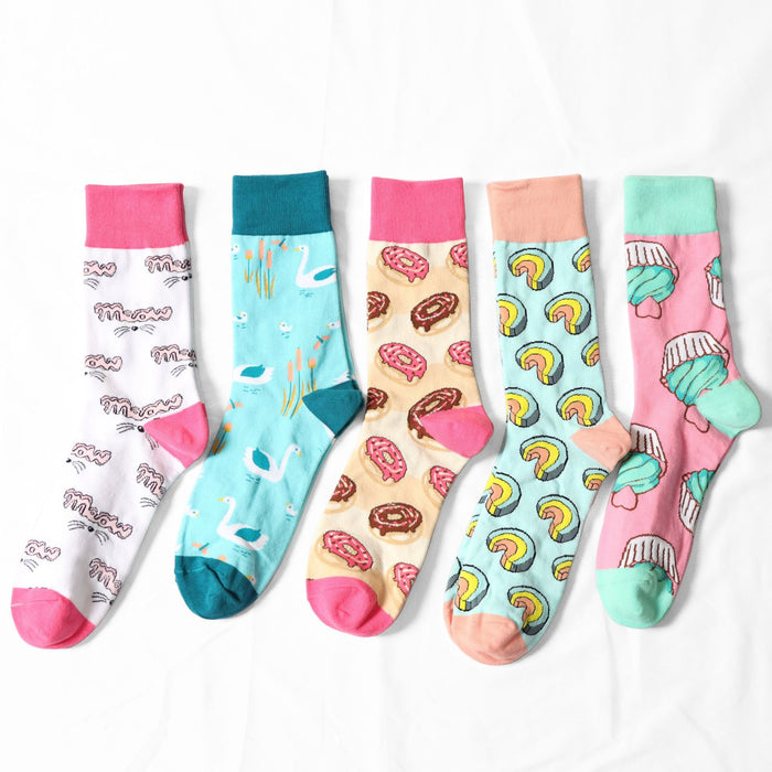 Wholesale Trendy socks, men's socks, donuts, women's socks, midsole, fashionable socks
