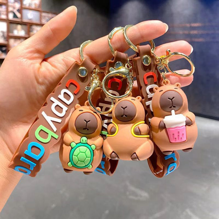 Wholesale Cartoon Capybara Keychain Cute Plush Pendant Fashion Accessory MOQ≥2