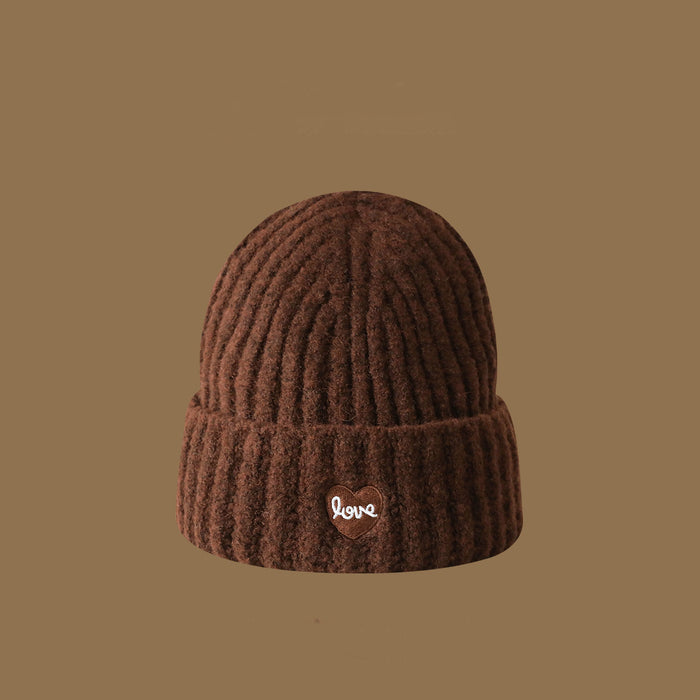 Wholesale Heart-embroidered knitted wool hat