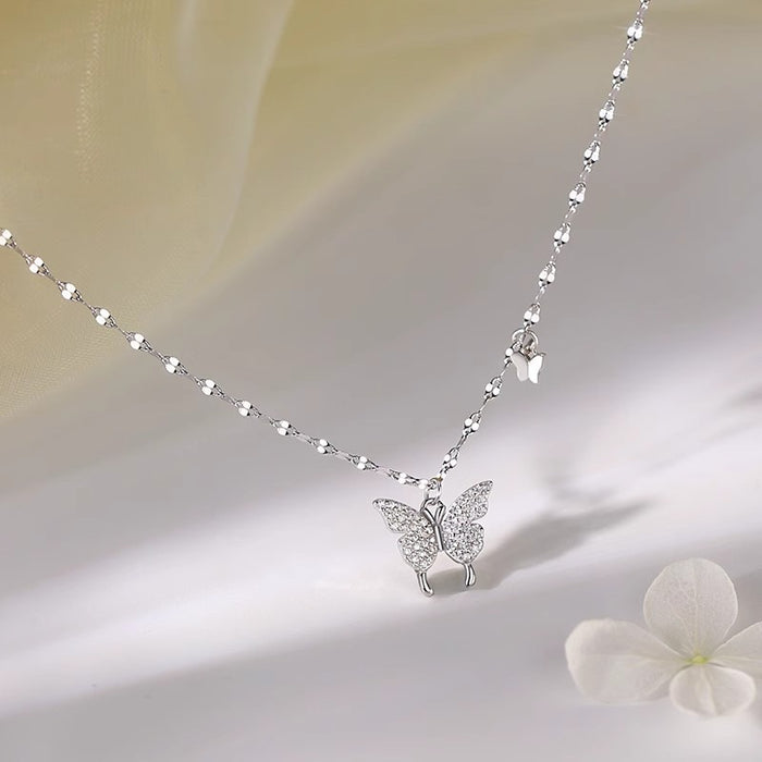 Wholesale Titanium steel butterfly necklace pendant, light luxury necklace, niche collarbone chain, high-end feel