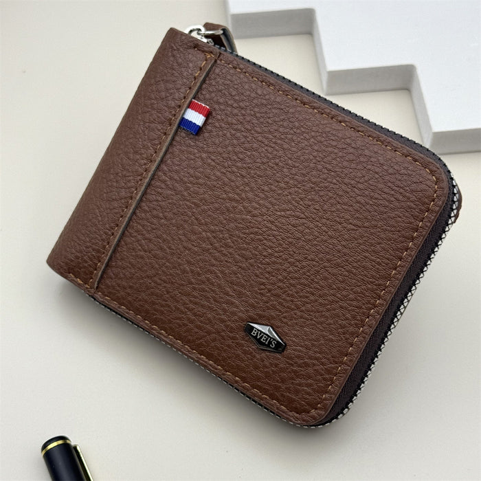 Wholesale Fashion Men' s PU Leather Solid Color Large Capacity Wallet with Coin Pocket MOQ≥2