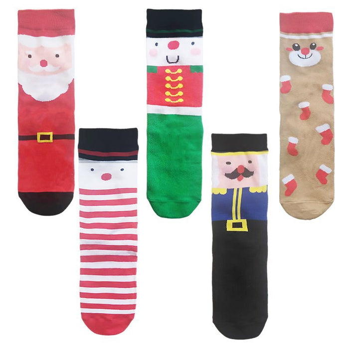 Wholesale Christmas Women's Elk Cartoon Cotton Middle Tube Socks JDC-SK-HuiHe044